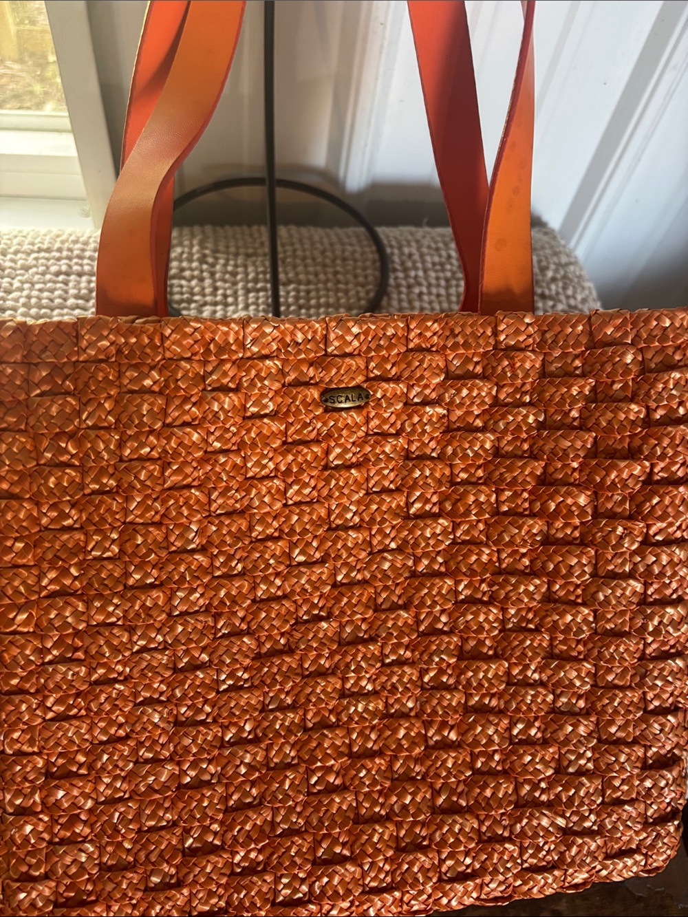 Scala Orange Woven Tote